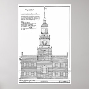 Independence Hall Blueprint Schematics Poster