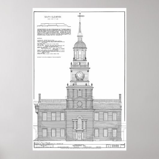 Independence Hall Blueprint Schematics Poster (Voorkant)