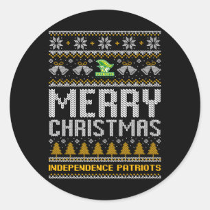 Independence Patriots Logo Merry Christmas Ugly Sw Ronde Sticker
