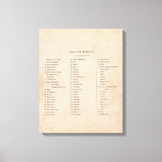 Index van Algemene atlas van de wereld Canvas Afdruk (Voorkant)