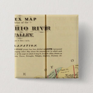 Indexkaart naar Atlas van de rivier de Ohio Vierkante Button 5,1 Cm