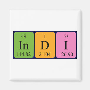 Indi - aimant de nom de table périodique