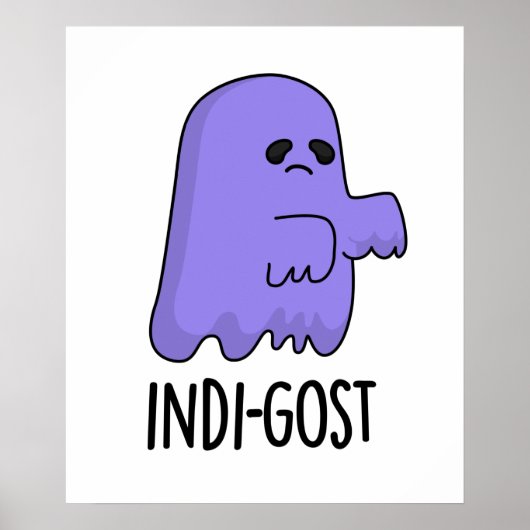 Indi-gost Funny Halloween Indigo Ghost Pun Poster (Voorkant)