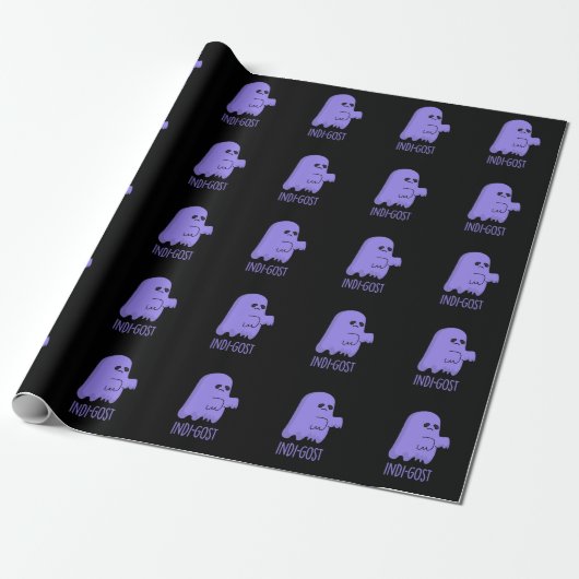 Indi-gost Grappige Halloween Indigo Spook Pun Dark Cadeaupapier (Uitgerold)