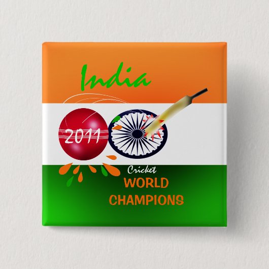 India 2011 ICC Cricket World Cup Champions Button (Voorkant)