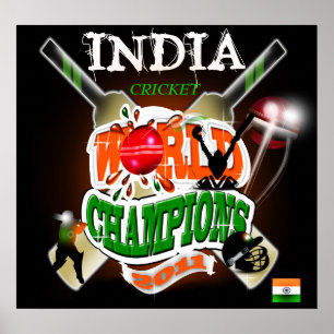 India 2011 ICC WK-kampioenen cricket Poster