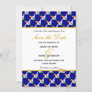 INDIA Christelijke huwelijksviering BLauw Save The Date