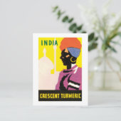 India Crescent Turmeric Label Briefkaart (Staand voorkant)