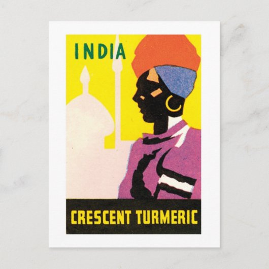 India Crescent Turmeric Label Briefkaart (Voorkant)