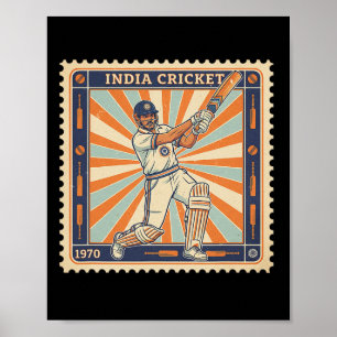 India Cricket Antieke Postzegel Retro Sport Postze Poster