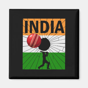 India Cricket Met Indiase Vlag Kwaststreek Ashoka Magneet