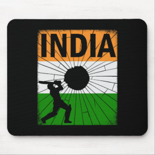 India Cricket Met Indiase Vlag Kwaststreek Ashoka Muismat