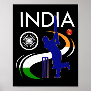 India Cricket Met Indiase Vlag Kwaststreek Ashoka Poster