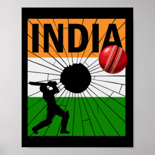 India Cricket Met Indiase Vlag Kwaststreek Ashoka Poster