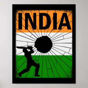 India Cricket Met Indiase Vlag Kwaststreek Ashoka Poster