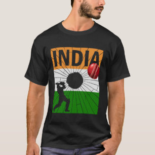 India Cricket met Indiase vlag kwaststreek Ashoka T-shirt
