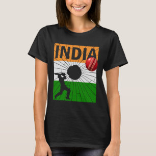India Cricket Met Indiase Vlag Kwaststreek Ashoka T-shirt
