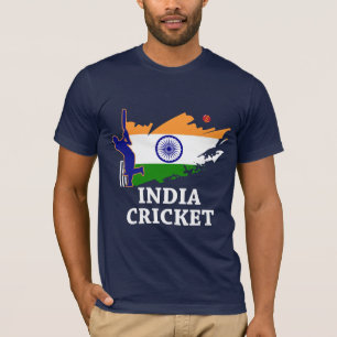 India cricket met Indische vlag-penseellijncadeaut T-shirt