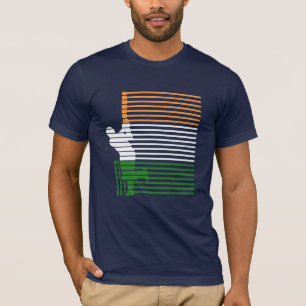 India cricket met Indische vlaglijnen met een lijn T-shirt