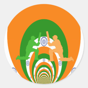 India Cricket Spirit Abstract Design Ronde Sticker