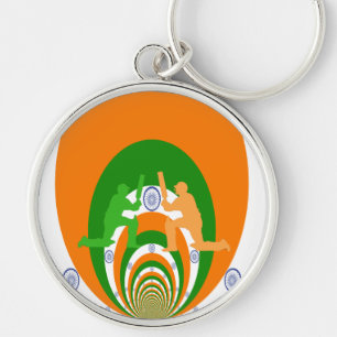 India Cricket Spirit Abstract Design Sleutelhanger