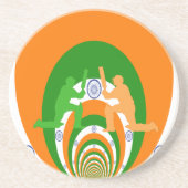 India Cricket Spirit Abstract Design Zandsteen Onderzetter (Voorkant)
