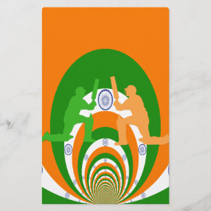 India Cricket Spirit: Abstract Ontwerp Briefpapier