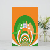 India Cricket Spirit: Abstract Ontwerp Briefpapier (Staand voorkant)