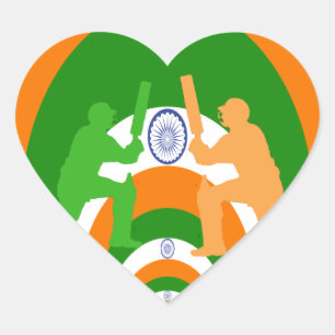 India Cricket Spirit: Abstract Ontwerp Hart Sticker
