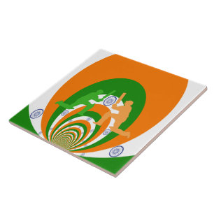 India Cricket Spirit: Abstract Ontwerp Tegeltje