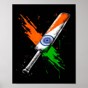 India Cricket T Cricket Krijger Britse Vlag Crick Poster