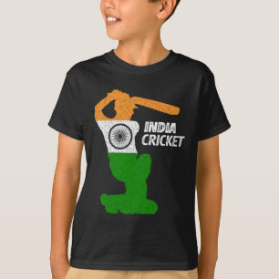 India Cricket Team Boundary Shot Met Indiase Vlag T-shirt