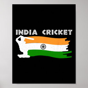 India Cricket Truitje Met Indiase Vlag Cadeau Poster