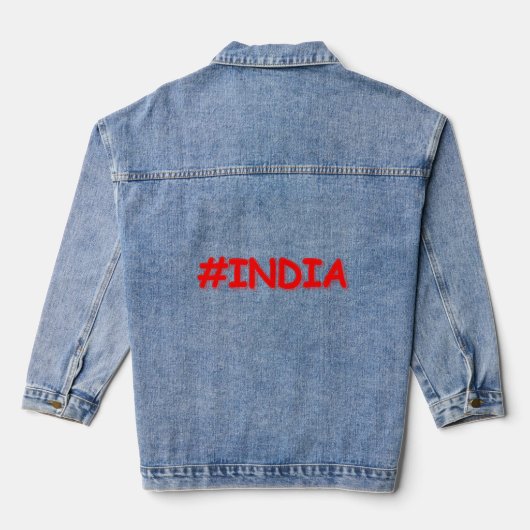 "#India" Cute Design. Bestel nu Denim Jacket (Achterkant)
