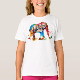 India Elephant Vintage Travel Love Waterverf T-shirt