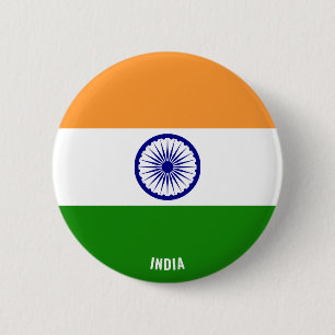 India Flag Charming Patriottic Ronde Button 5,7 Cm