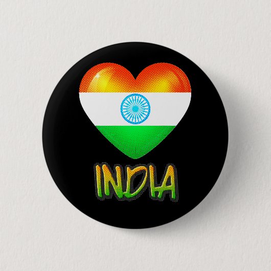 India Flag Heart Cutout Ronde Button 5,7 Cm (Voorkant)