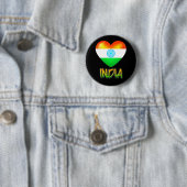 India Flag Heart Cutout Ronde Button 5,7 Cm (In situ)