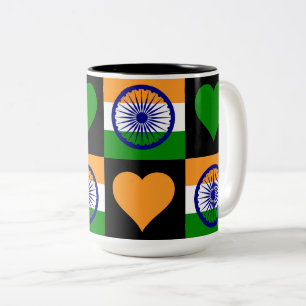 India Flag Heart Patriotic Indische Pride Tweekleurige Koffiemok
