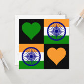 India Flag Heart Patriottic Indian Greing Kaart (Voorkant / Achterkant in situ)