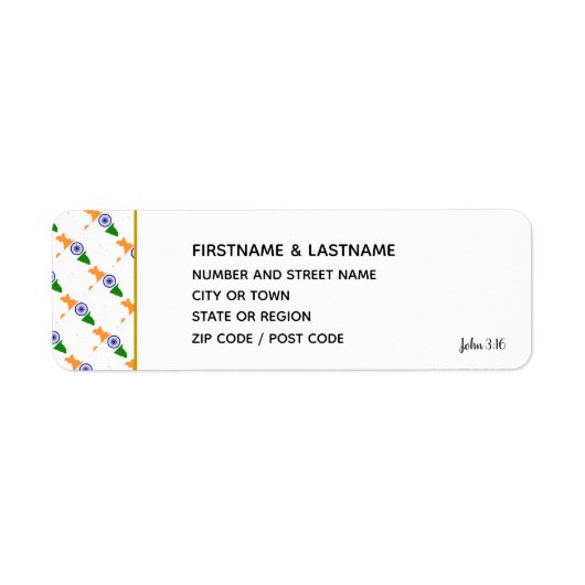 INDIA FLAG | John 3:16 | Indische plattegrond Etiket (Voorkant)