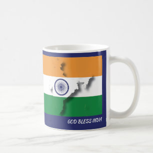 INDIA FLAG MAP Gepersonaliseerd Schriftblauw Koffiemok