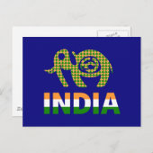 India, geschilderde olifant briefkaart (Voorkant / Achterkant)
