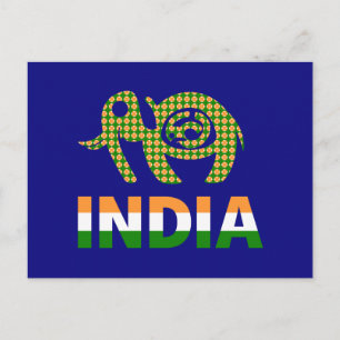 India, geschilderde olifant briefkaart