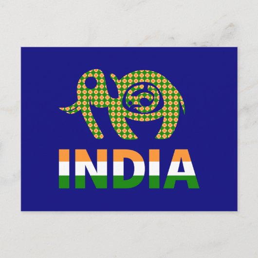 India, geschilderde olifant briefkaart (Voorkant)