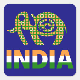 India, geschilderde olifant vierkante sticker