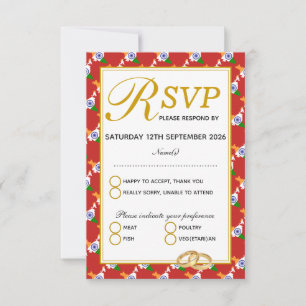 INDIA Huwelijksviering RSVP RED Response Kaart