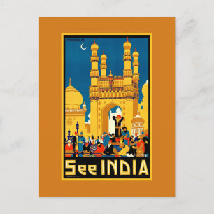 India Hyderabad Vintage-reis Briefkaart