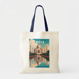 India illustratie reis kunst vintage tote bag