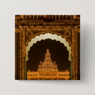 INDIA, Karnataka, Mysore : Paleis van de Majaraja Vierkante Button 5,1 Cm